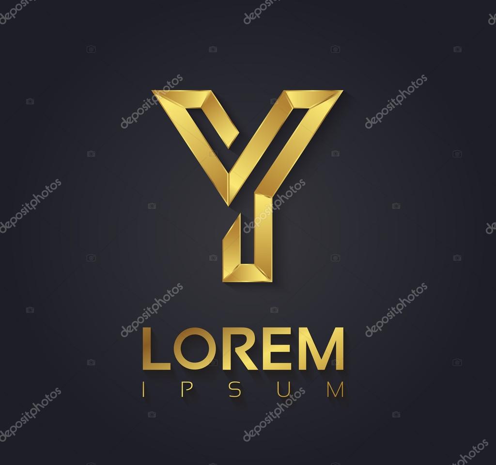 Vector graphic elegant golden font with sample text.  symbol,  alphabet,  Letter Y