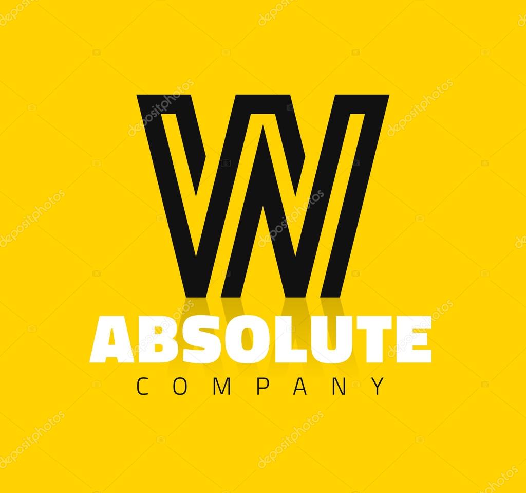 Vector graphic creative line alphabet symbol, letter W