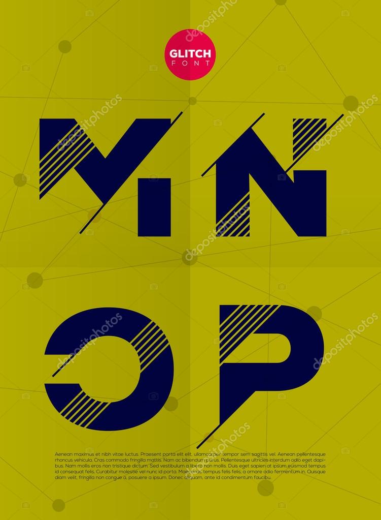 Typographic alphabet in a set. Contains vibrant colors and minimal design on a minimal abstract background.  M, N, O, P