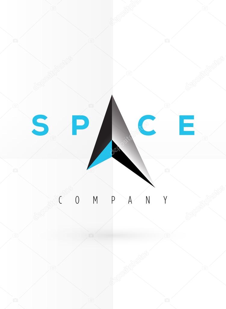 Vector graphic futuristic silver 3D symbol with sample text, logo template