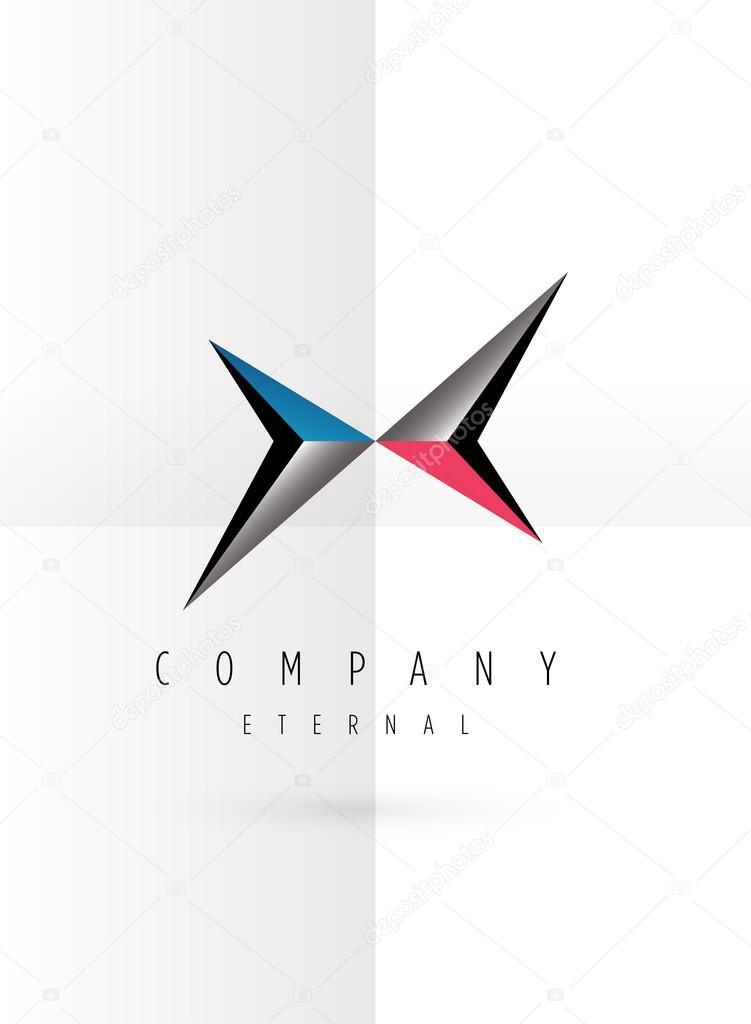 Vector graphic futuristic silver 3D symbol with sample text, logo template