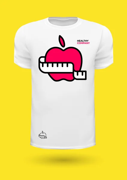 T-Shirt mit Apfel und Maßband — Stockvektor