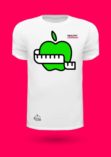 T-Shirt mit Apfel und Maßband — Stockvektor