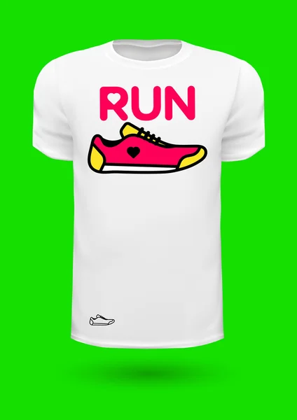 T-shirt com sapato de corrida esporte —  Vetores de Stock