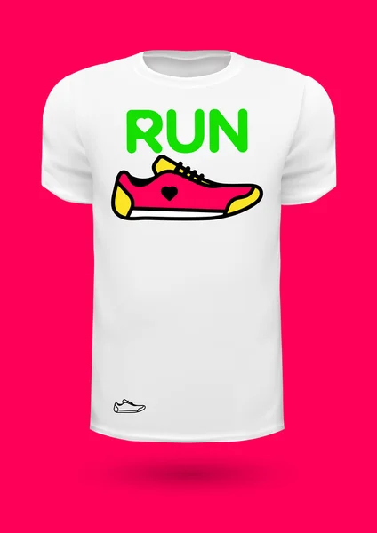 T-shirt com sapato de corrida esporte —  Vetores de Stock