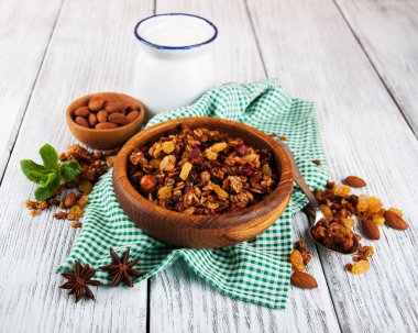 Süt ile ev yapımı granola