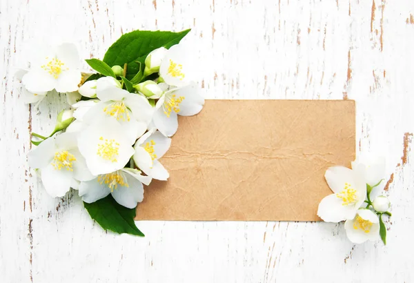 Card with jasmine flowers — Stock Photo, Image