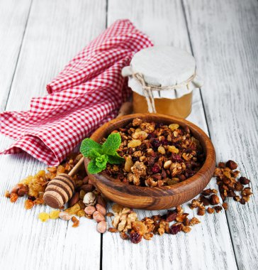 ev yapımı granola bal ile