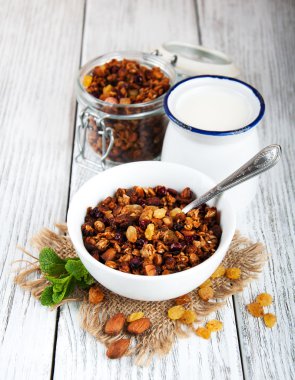 Süt ile ev yapımı granola