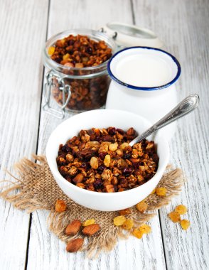 Süt ile ev yapımı granola