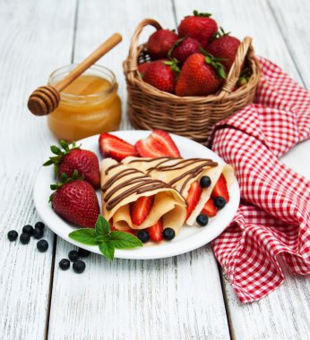 çilek ve çikolata soslu krep