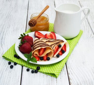 çilek ve çikolata soslu krep