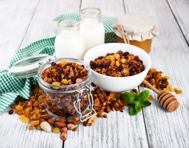 Süt ile ev yapımı granola