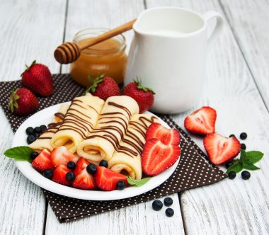 çilek ve çikolata soslu krep