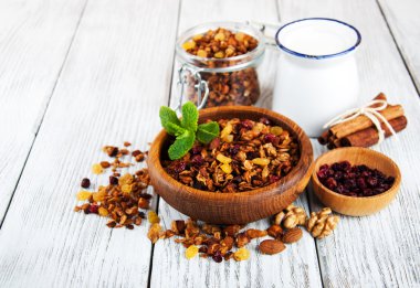 Süt ile ev yapımı granola