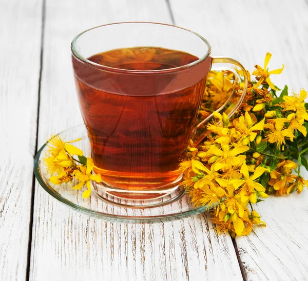 Herbal tea in a glass cup — Stock Photo, Image