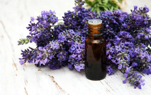 Óleo de lavanda e massagem — Fotografia de Stock