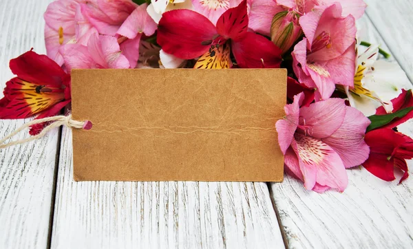 Kağıt kartı alstroemeria çiçekli — Stok fotoğraf
