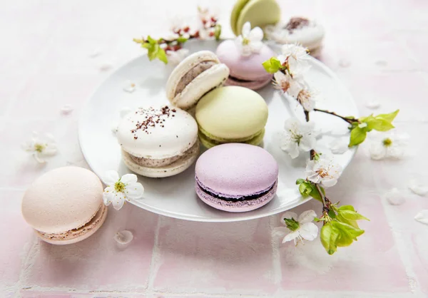 Colorful French Macaroons Tile Background — Stock Photo, Image