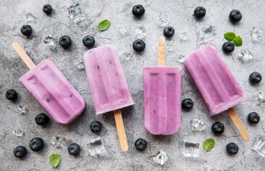  Ev yapımı yoğurt ve taze organik yaban mersinli dondurma.. 