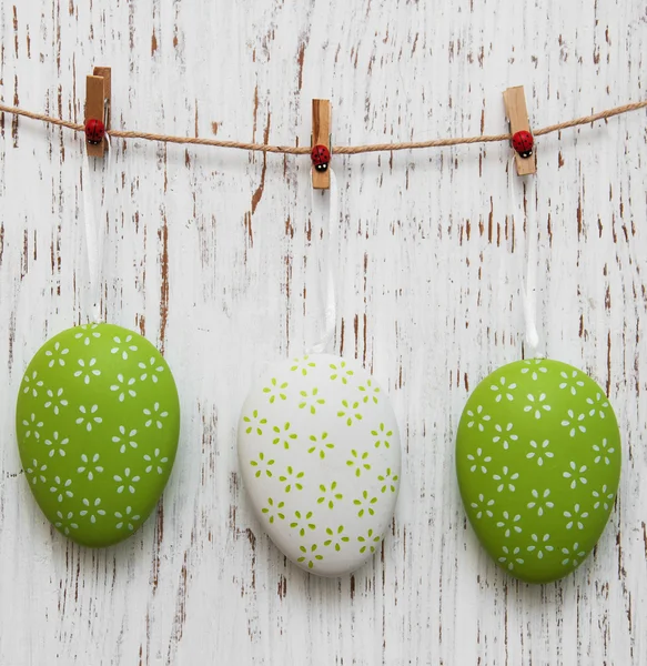 Easter eggs hanging on a line — Stock Photo, Image