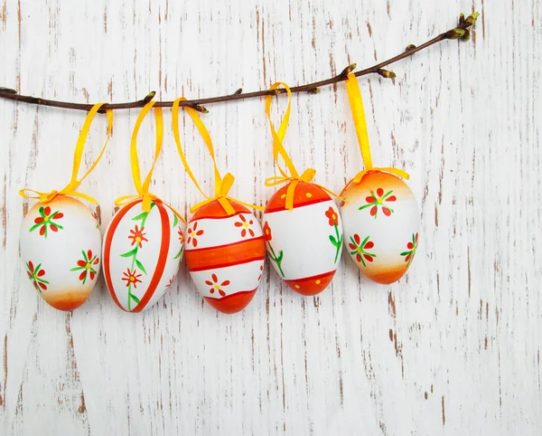 Easter eggs hanging on a branch — Stock Photo, Image