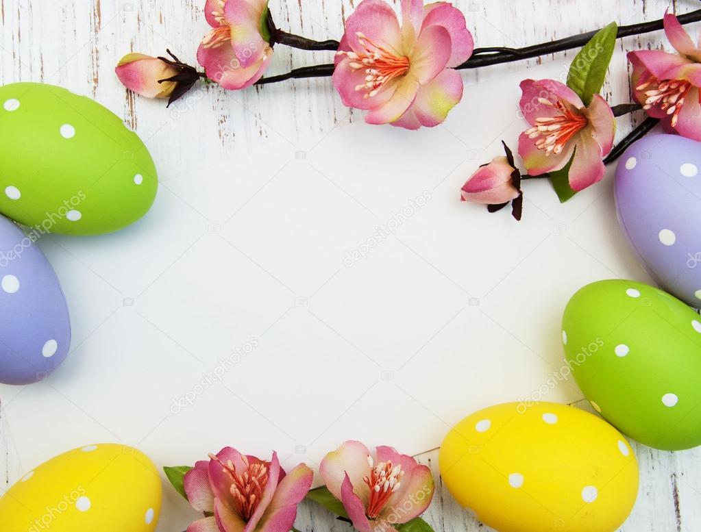easter background with easter eggs