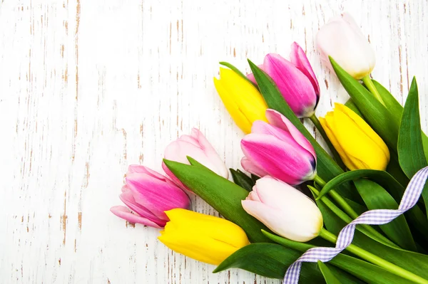 Grens met tulpen — Stockfoto