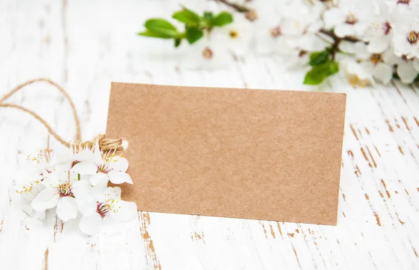 Blossom with card — Stock Photo, Image