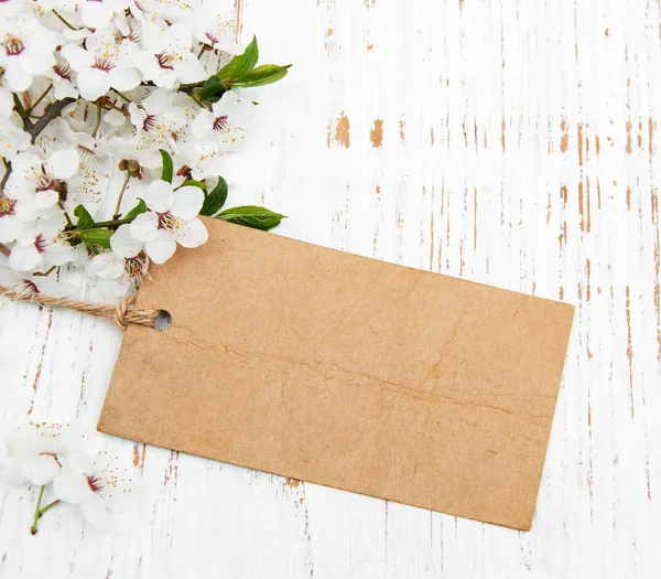 Blossom with card — Stock Photo, Image