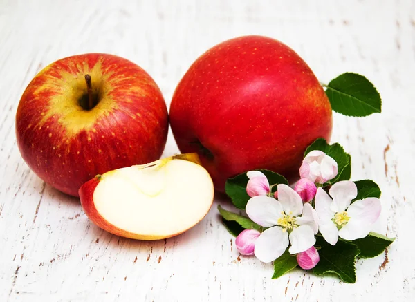 Manzanas y flores de manzanos — Foto de Stock