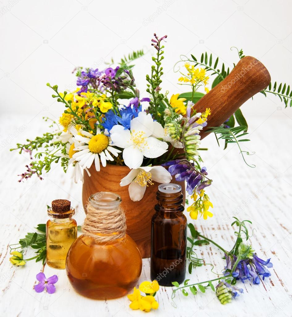 Nature oil with wildflowers