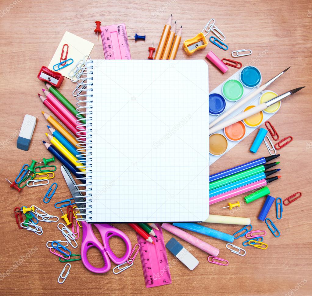 Notebook with school supplies