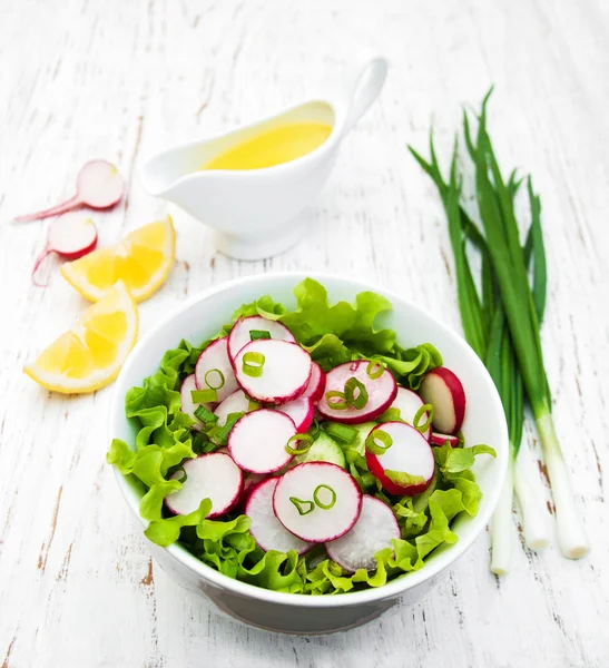 Spring salad with cucumbers and radish — Stock Photo, Image