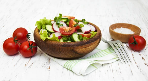 Spring sallad med tomat, gurka och rättika — Stockfoto