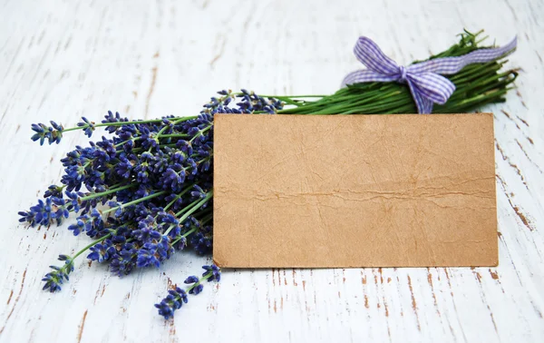 Lavender flowers with tag — Stock Photo, Image