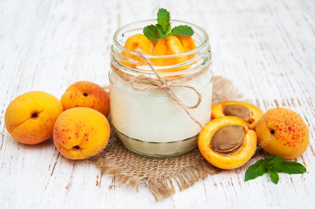 sweet yogurt with fresh apricots
