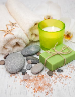 Orkide, mum, havlu, el yapımı Sabun