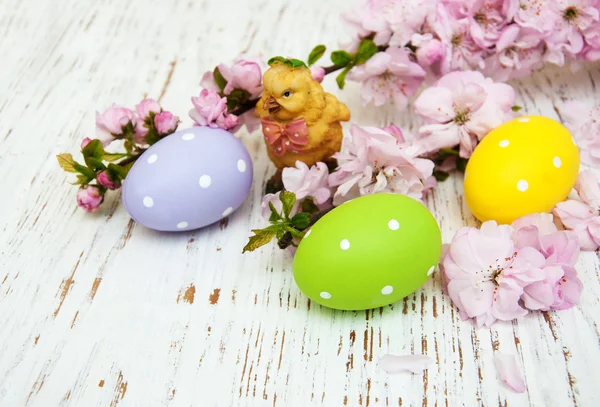 Påsk ägg och körsbär blossom — Stockfoto