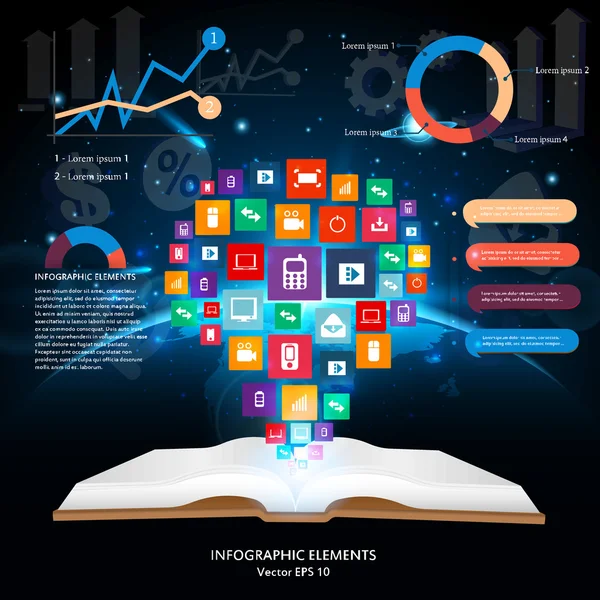 Resumen concepto creativo vector siluet de iconos . — Archivo Imágenes Vectoriales