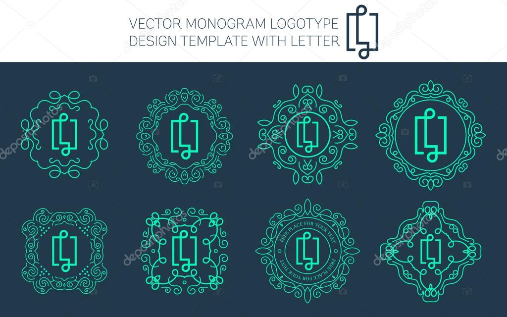 Vector monogram logo set with letter L. You can use in royal floral monogram design logo. Creative art monogram of logo ornament. Design vector illustration of letter L. Floral monogram logo style