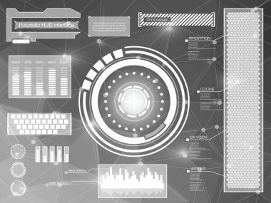 Soyut gelecek, kavram vektör fütüristik mavi sanal grafik dokunmatik kullanıcı arayüzü Hud.