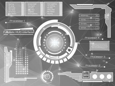 Soyut gelecek, kavram vektör fütüristik mavi sanal grafik dokunmatik kullanıcı arayüzü Hud.