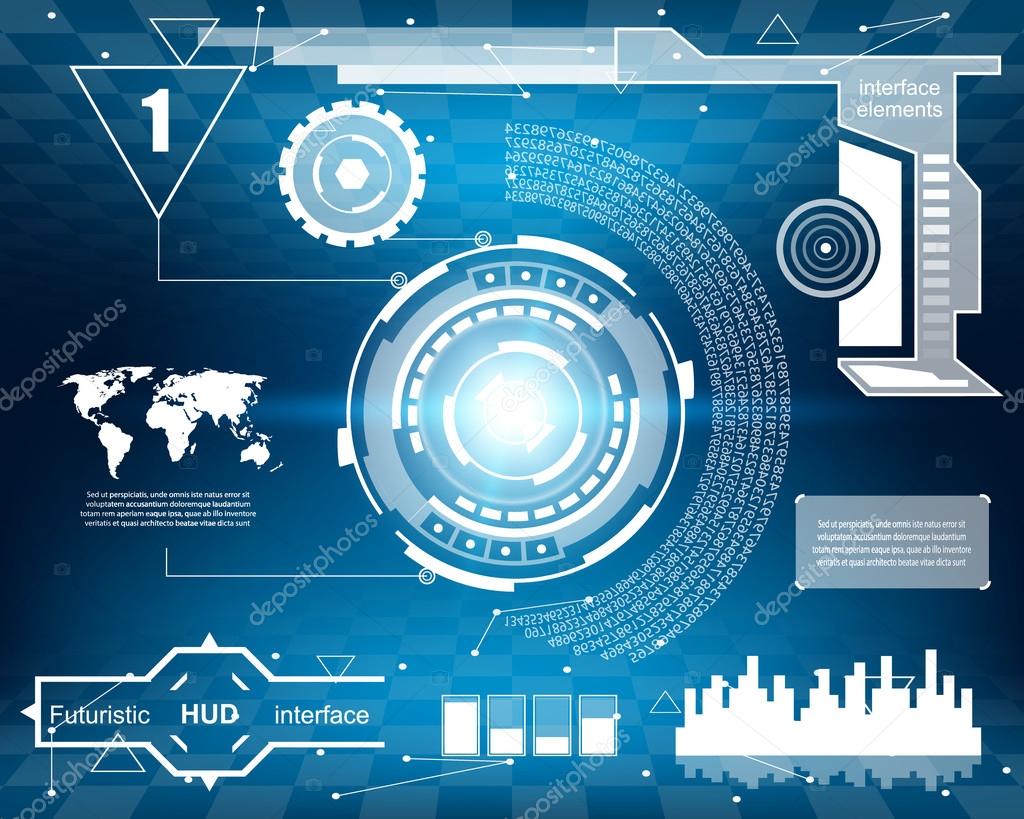 Abstract future, concept vector futuristic virtual graphic touch user interface HUD. For web, site, mobile applications isolated on black background, techno, online design, business, gui, ui