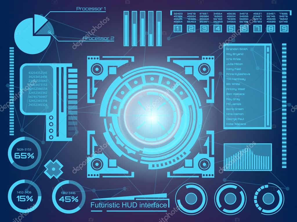 Abstract future, concept vector futuristic virtual graphic touch user interface HUD. For web, site, mobile applications isolated on black background, techno, online design, business, gui, ui