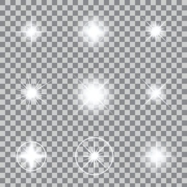Creative concept Vector set of glow light effect stars bursts with sparkles isolated on background.