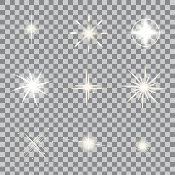 Creative concept Vector set of glow light effect stars bursts with sparkles isolated on background. — 스톡 벡터