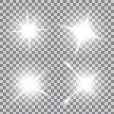Creative concept Vector set of glow light effect stars bursts with sparkles isolated on background.