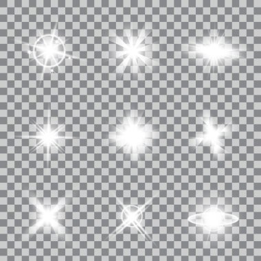 Creative concept Vector set of glow light effect stars bursts with sparkles isolated on background.