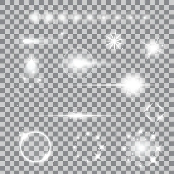 Creative concept Vector set of glow light effect stars bursts with sparkles isolated on background. — Stok Vektör